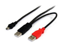 StarTech USB2HABMY3 3 ft USB Y Cable for External Hard Drive - USB A to mini B