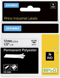 Dymo 18483 RhinoPRO Wire and Cable Label Polyester Strong Tape 1/2" x18FT