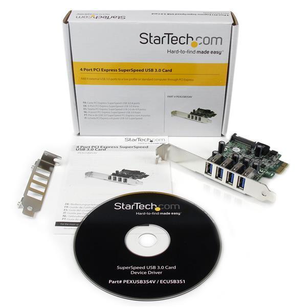 StarTech PEXUSB3S4V 4 Port PCI Express PCIe SuperSpeed USB 3.0 Controller Card