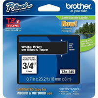 Brother TZe345 TZ345 P-Touch Laminated Tape White on Black 3/4"x26FT