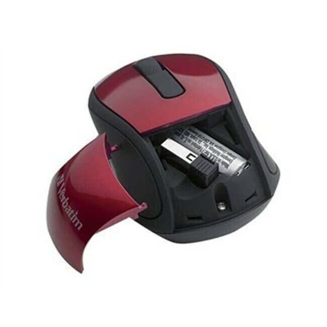 Verbatim 97540 Wireless Mini Travel Mouse Red - Radio Frequency - USB - 1600 dpi