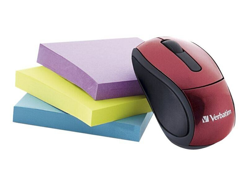 Verbatim 97540 Wireless Mini Travel Mouse Red - Radio Frequency - USB - 1600 dpi