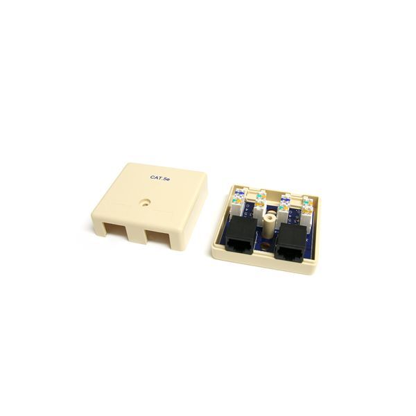 StarTech WALLBOX2IV Dual Cat 5e RJ45 Wall Jack Ivory with Keystone Jacks RJ-45