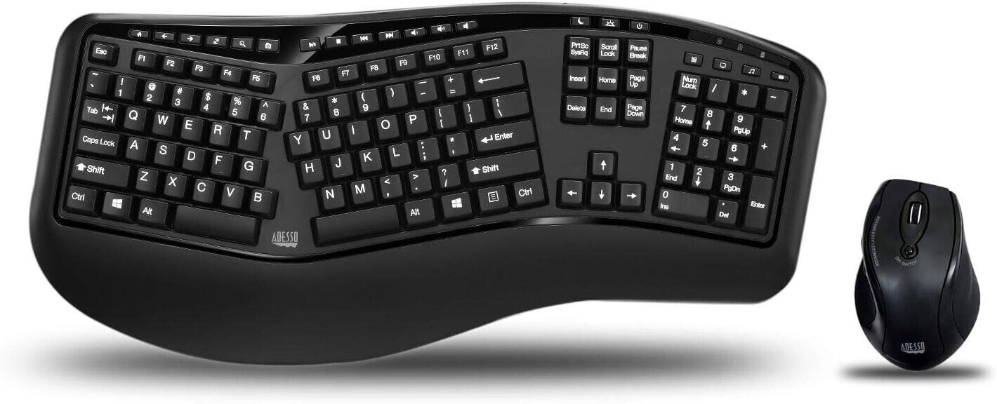 Adesso WKB-1500GB Tru-Form Media - Wireless Ergonomic Keyboard and Laser Mouse