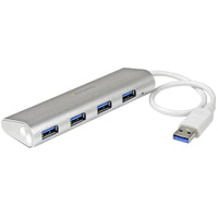 StarTech ST43004UA 4 Port Portable USB 3.0 Hub with Built-in Cable - Aluminum