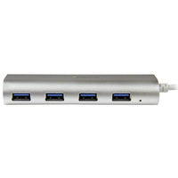 StarTech ST43004UA 4 Port Portable USB 3.0 Hub with Built-in Cable - Aluminum