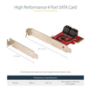 StarTech 4P6G-PCIE-SATA-CARD SATA PCIe Card, 4 Port PCIe SATA Expansion Card