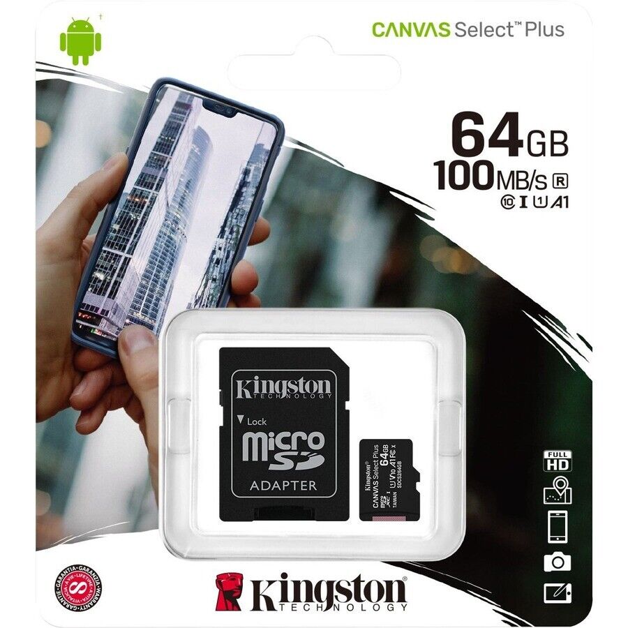 Kingston SDCS2/64GB Canvas Select Plus 64 GB Class 10/UHS-I (U1) microSDXC