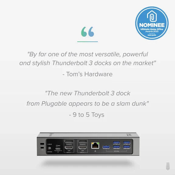 Plugable TBT3-UDZ 14-in-1 USB-C and Thunderbolt 3 Dock - Compatible with Mac and