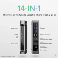 Plugable TBT3-UDZ 14-in-1 USB-C and Thunderbolt 3 Dock - Compatible with Mac and