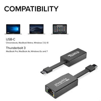 Plugable USBC-TE1000 USB C to Ethernet Adapter, Fast and Reliable Gigabit Speed