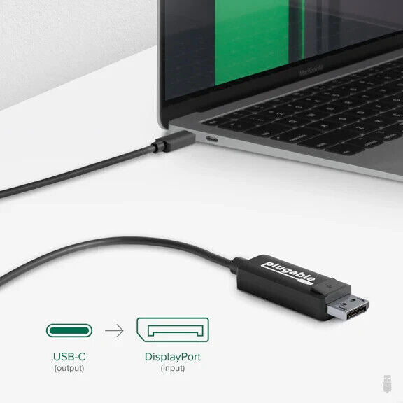 Plugable USBC-DP USB C to DisplayPort Adapter - 6ft (1.8m) Adapter Cable