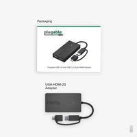 Plugable UGA-HDMI-2S HDMI/USB/USB-C Audio/Video Adapter - 1 x USB 3.0 Type A