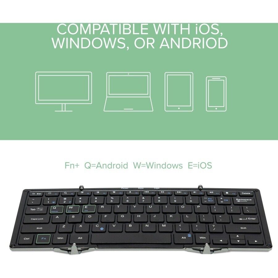 Plugable BT-KEY3XL Foldable Bluetooth Keyboard Compatible with iPad, iPhones,