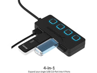 Sabrent HB-UMP3 4-Port USB 3.0 Hub With Power Adapter - USB - External - 4 USB