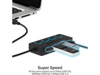 Sabrent HB-UMP3 4-Port USB 3.0 Hub With Power Adapter - USB - External - 4 USB