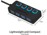 Sabrent HB-UMP3 4-Port USB 3.0 Hub With Power Adapter - USB - External - 4 USB