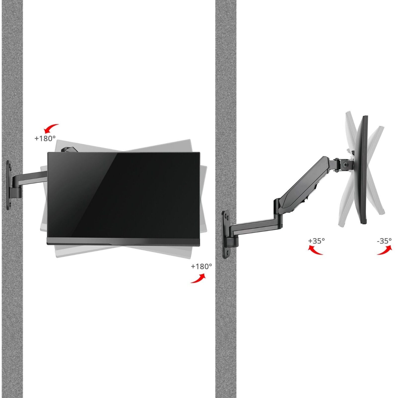 SIIG CE-MT2L12-S1 High Premium Aluminum Gas Spring Wall Mount - Single Monitor