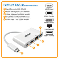 Tripp Lite U444-06N-HGU-C USB C to HDMI Multiport Video Adapter Converter