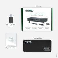 Plugable USBC-6950UE 4K DisplayPort and HDMI Dual Monitor Adapter with Ethernet