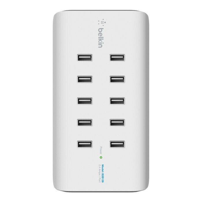 Belkin B2B139 RockStar 10-Port USB Charging Station - 1 Pack - 120 W - 120 V AC