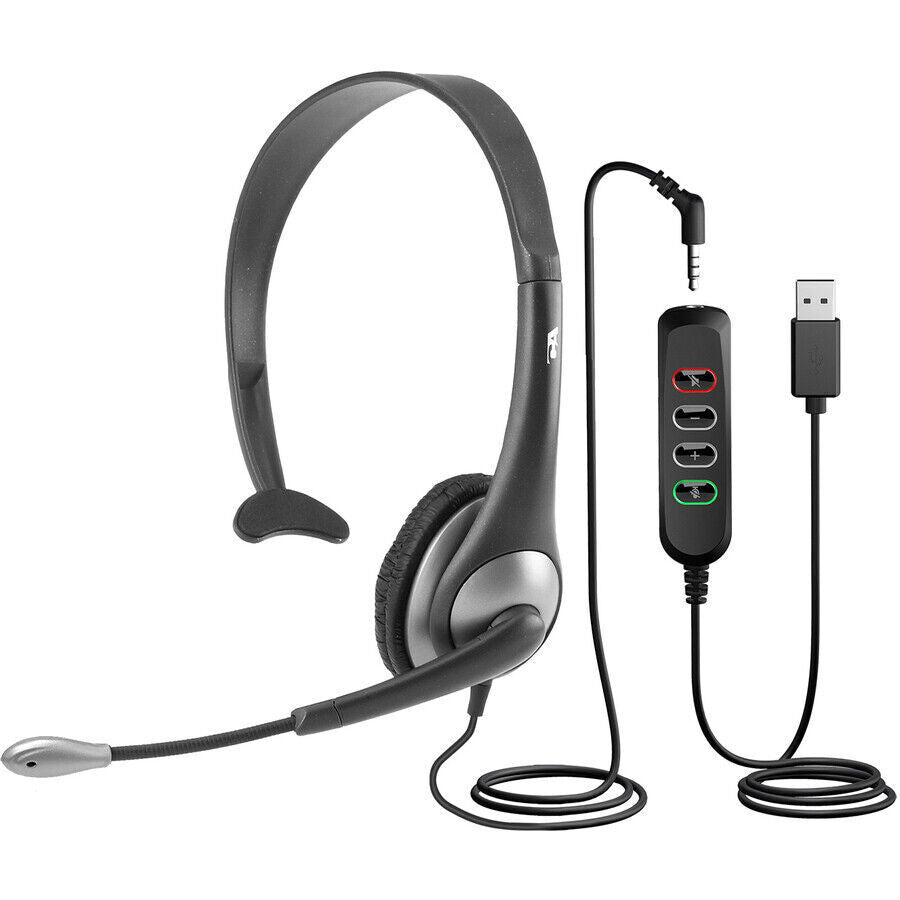 Cyber Acoustics AC-104USB Mono 3.5mm And USB Controller Headset - Stereo - Wired