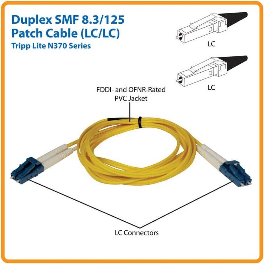 Tripp Lite N370-10M 10M Duplex Singlemode 9/125 Fiber Optic Patch Cable LC/LC 33