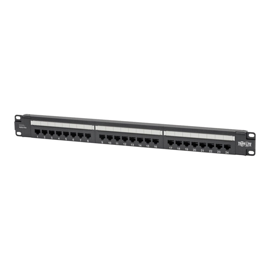 Tripp Lite N252-P24 Cat6 24-Port Patch Panel PoE+ Compliant 110/Krone 568A/B BLK