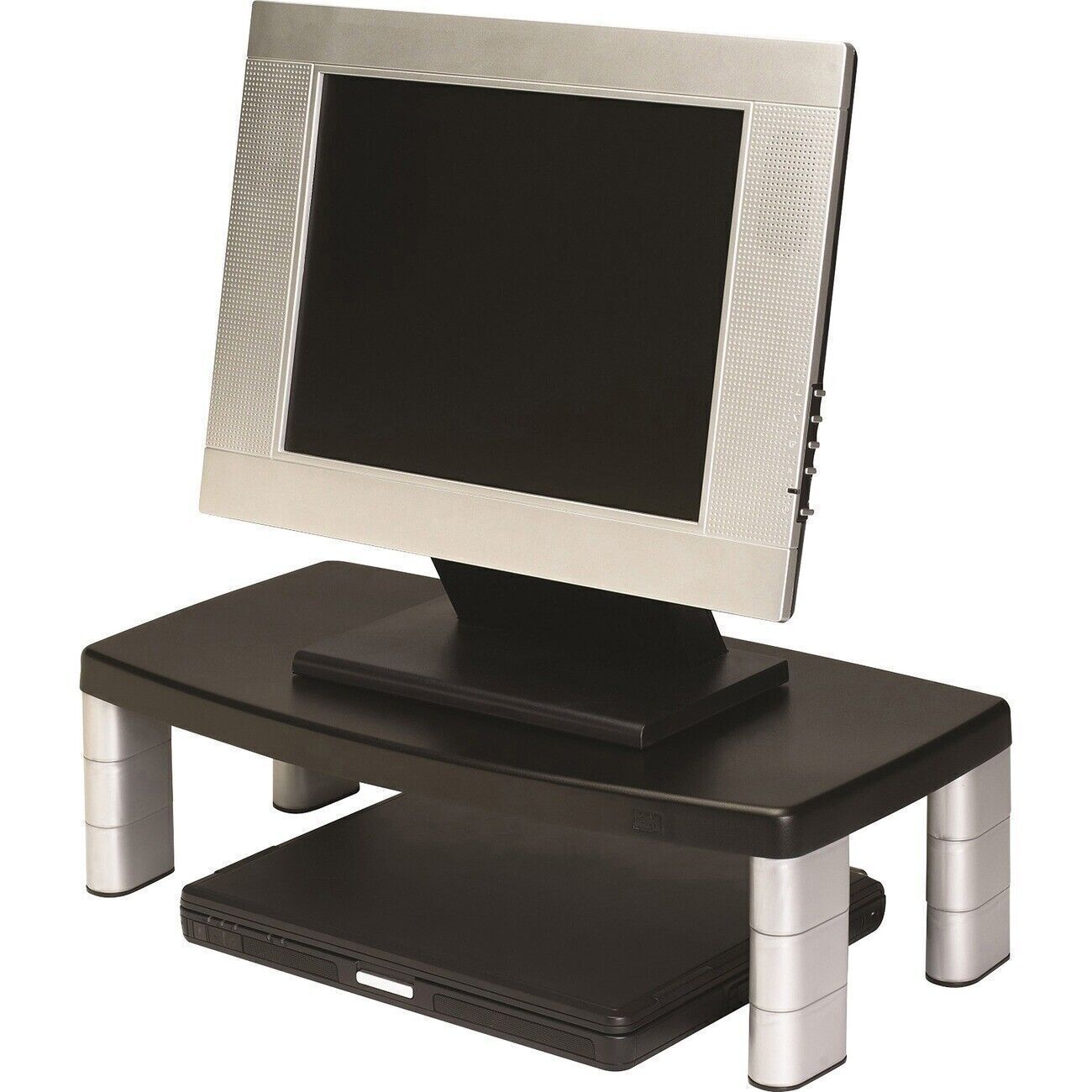 3M MS90B Adjustable Monitor Riser Stand - Up to 17" Screen Support - 40 lb Load