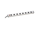 V7 PWS2308-1N 8-Outlet Horizontal Industrial Metal Power Strip 125V, 15A, 12-ft.