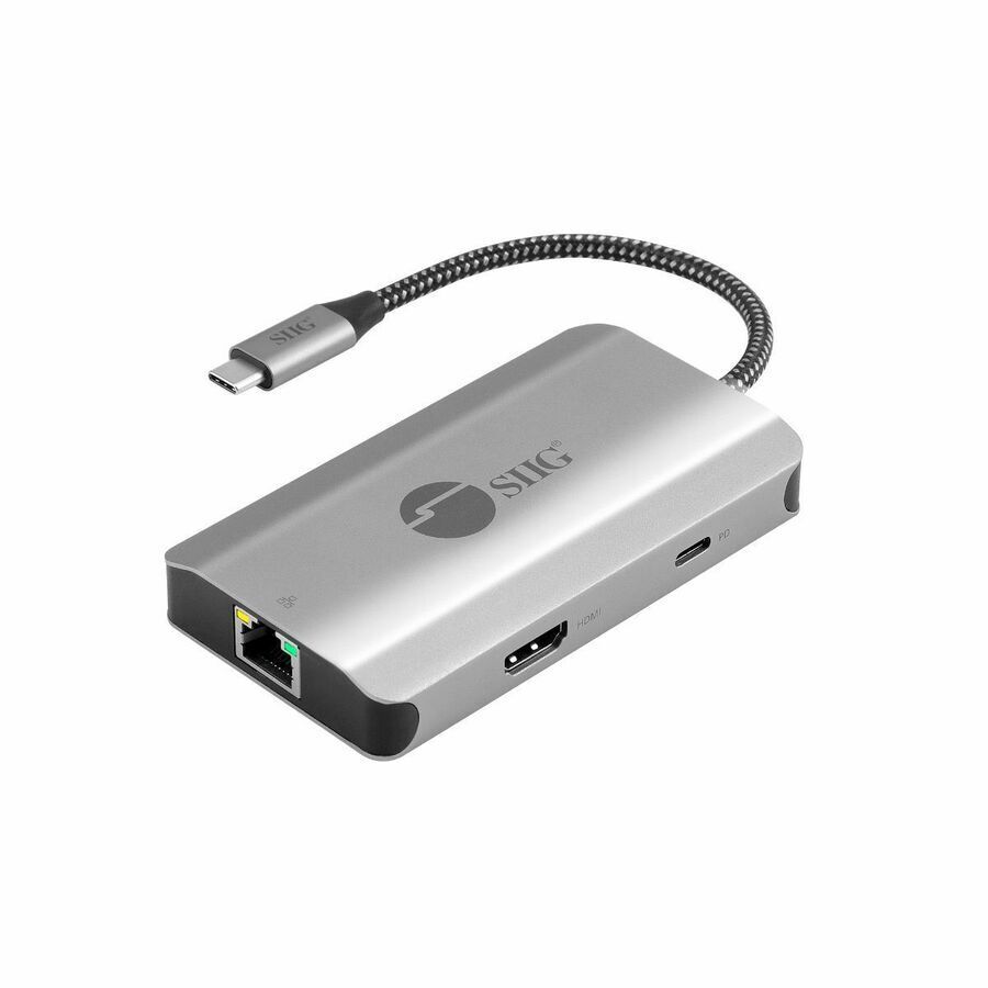 SIIG JU-H30L11-S1 USB-C to HDMI with LAN Hub & PD 100W Adapter - Docking Station