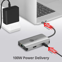 SIIG JU-H30L11-S1 USB-C to HDMI with LAN Hub & PD 100W Adapter - Docking Station