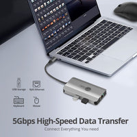 SIIG JU-H30L11-S1 USB-C to HDMI with LAN Hub & PD 100W Adapter - Docking Station