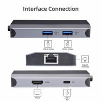 SIIG JU-H30L11-S1 USB-C to HDMI with LAN Hub & PD 100W Adapter - Docking Station