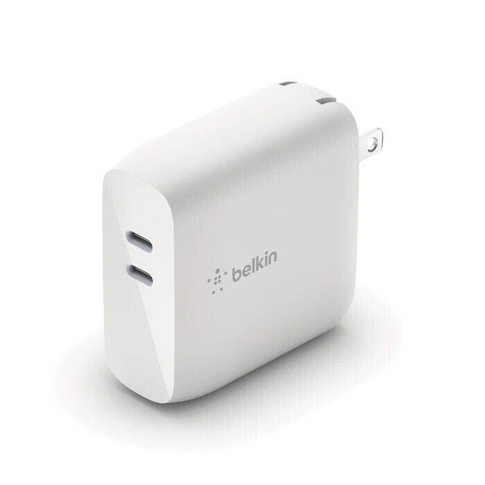 Belkin WCH003DQWH BoostCharge Dual USB-C Power Delivery GaN Wall Charger 68W