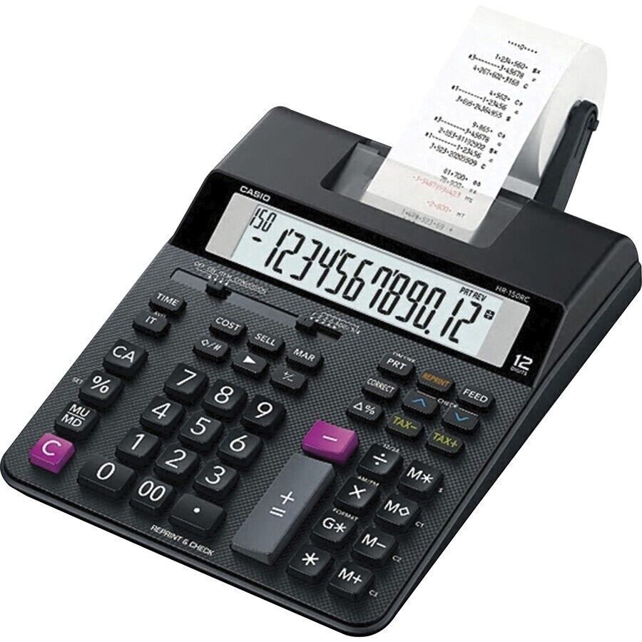 Casio HR-200RC Printing Calculator Two-color Printing, Large Display, Dual Power