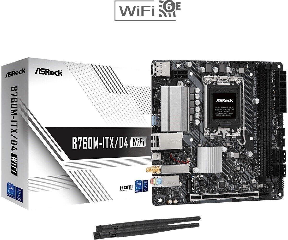 ASRock B760M-ITX/D4 WIFI Motherboard WiFi B760 LGA1700 Max64GB DDR4 Mini-ITX