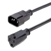 StarTech PAC100 1 ft (12") Computer Power Cord C14 to NEMA 5-15R IEC 320C