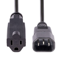 StarTech PAC100 1 ft (12") Computer Power Cord C14 to NEMA 5-15R IEC 320C