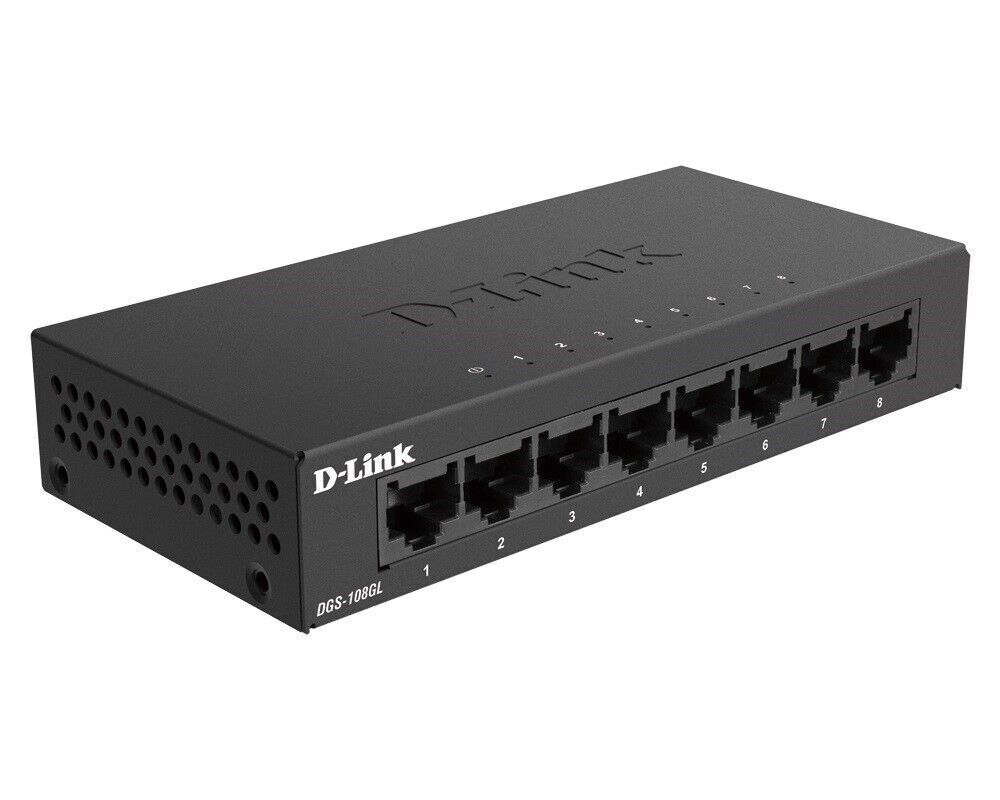 D-Link DGS-108GL 8-Port Gigabit Desktop Switch Metal Black Retail