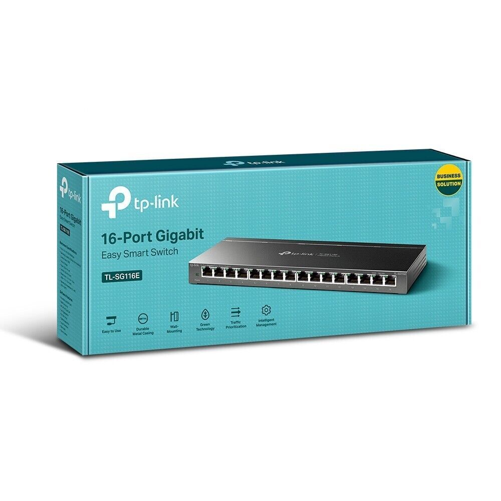 TP-Link TL-SG116E 16-Port Gigabit Desktop Easy Smart Network Switch QOS Priority