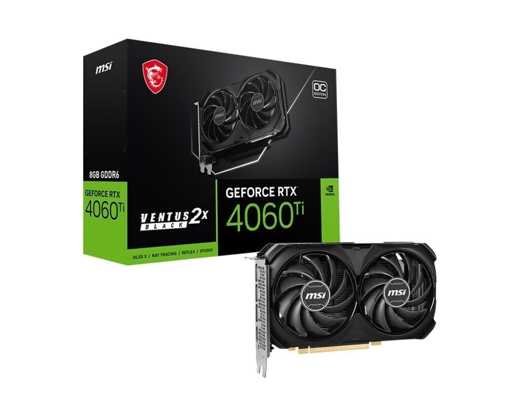 MSI G4060V2XB8C Video Card GeForce RTX 4060 VENTUS 2X BLACK 8G OC Retail