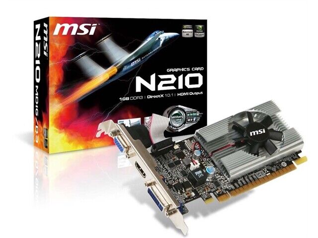 MSI G2101D3 Video Card N210-MD1G D3 GF 210 1G DDR3 LP PCIE DVI HDMI VGA