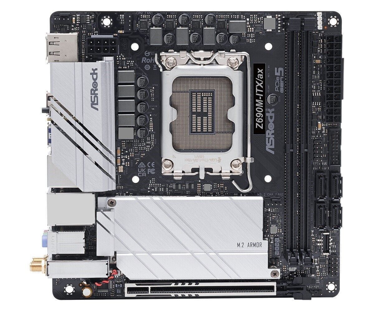 ASRock Z690M-ITX/ax LGA1700 Max64G DDR4 PCIe 5.0 x16 M.2 2.5G 1G LAN WiFi 6E ATX