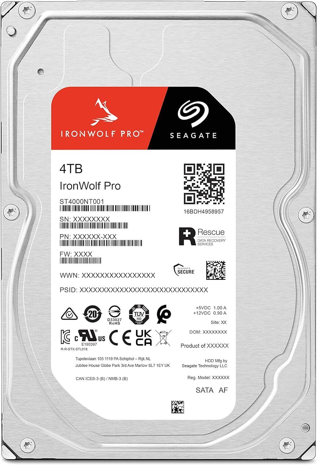 Seagate ST4000NT001 4TB Hard Drive SATA 3.5 IronWolf Pro Bare