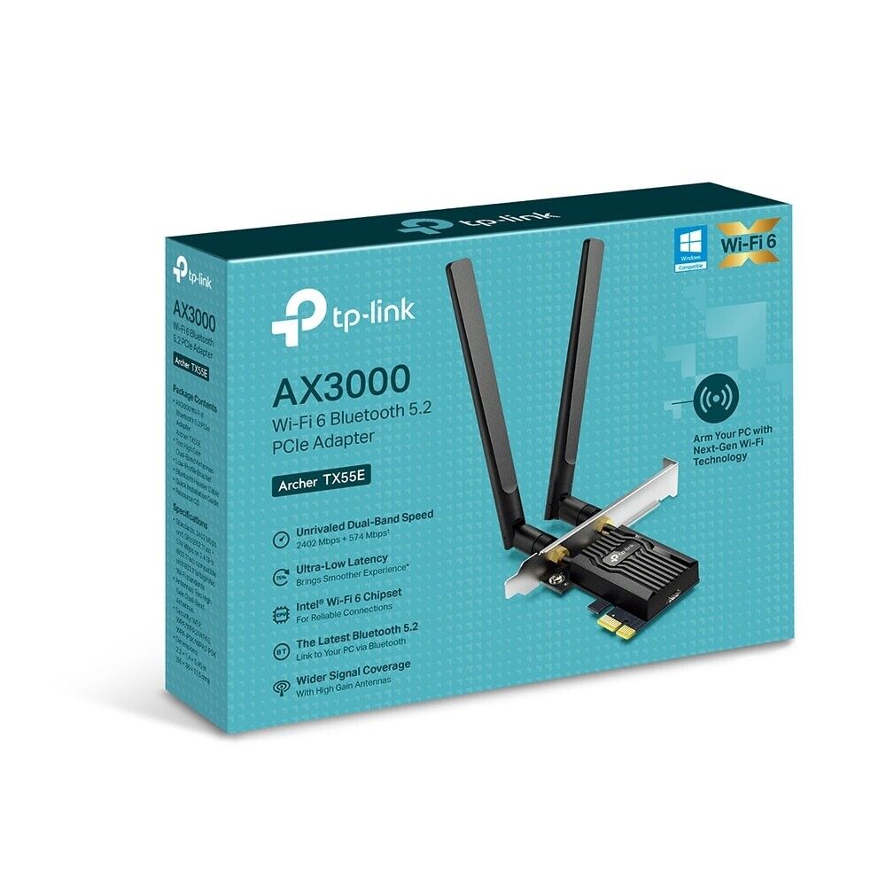 TP-Link Archer TX55E AX3000 Wi-Fi 6 Bluetooth 5.2 PCIe Adapter Retail