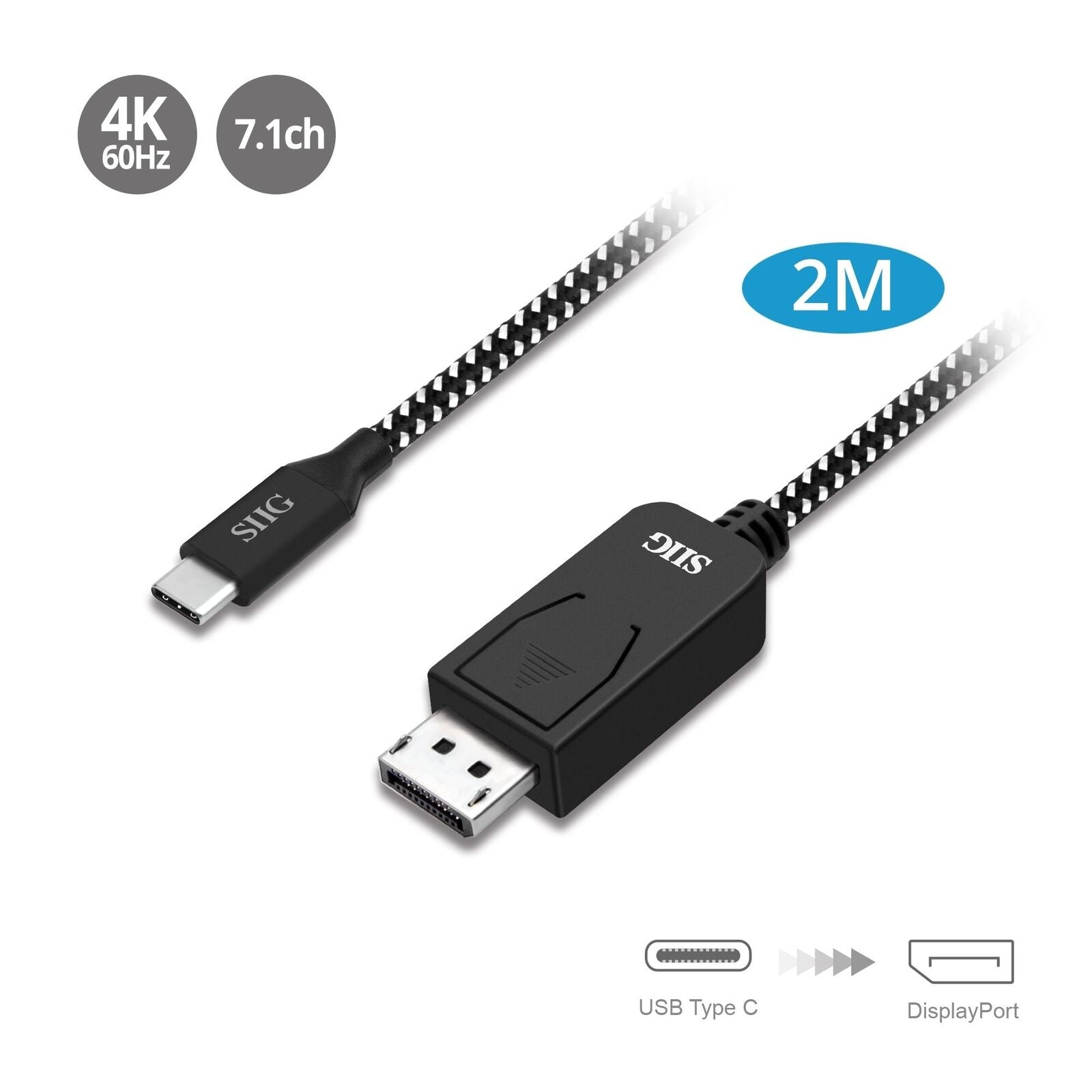 SIIG CB-TC0A12-S1 USB Type-C to DisplayPort Cable - 2M - DisplayPort/USB-C