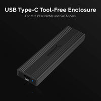 Sabrent EC-SNVE USB 3.2 Type-C Tool-Free Enclosure M.2 PCIe NVME Sata SSD M.2