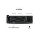 Adesso AKB-222UB Waterproof Antimicrobial Flexible Washable Compact Keyboard USB