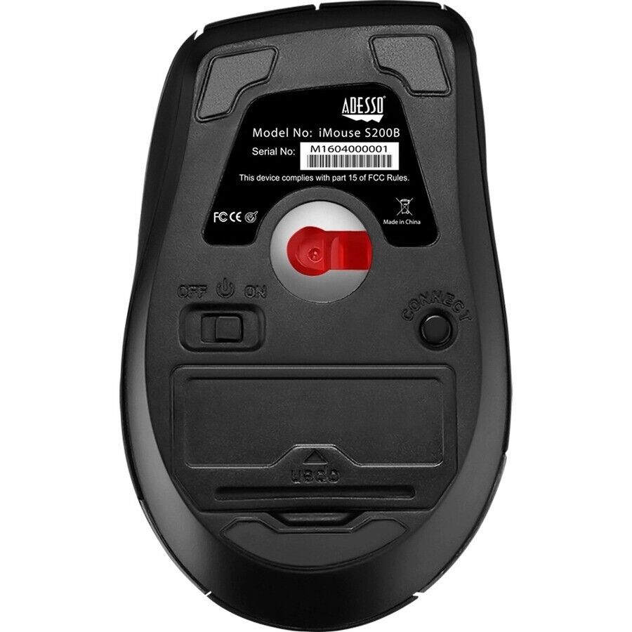 Adesso IMOUSE S200B Bluetooth Ergo Mini Mouse 2000DPI Scroll Wheel Internet Btns